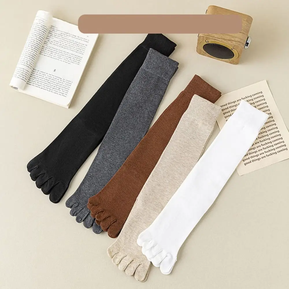 

Anti-slip Five Finger Long Socks Harajuku Hosiery Split Toe Socks Separate Toe Solid Color Mid-tube Stocking Women Spring Summer