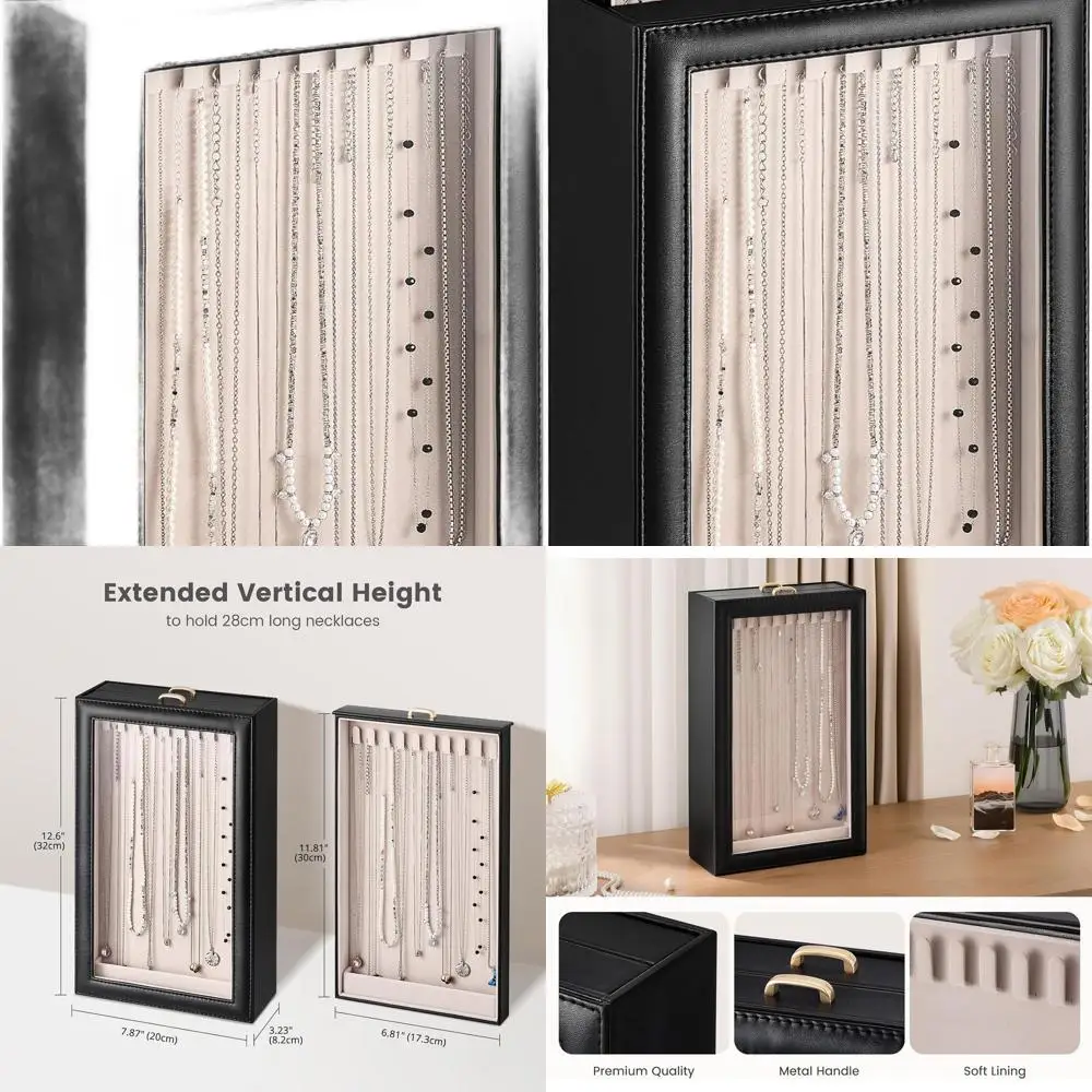 

2-Tier Clear Lid Jewelry Box for Tangle-Free Necklace Storage - Black