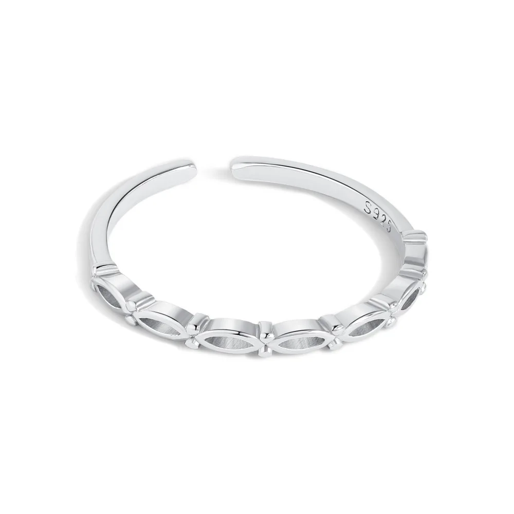 925 Full Body Sterling Silver Hollow Ring Simple and Versatile Cold Wind Thin Ring Open Ring