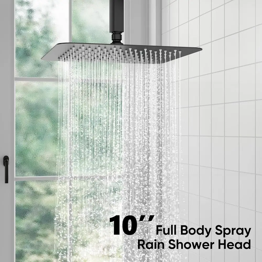 نظام دش مطري 10 أسود غير لامع مع صنبور سقف معدني ومجموعة توازن الضغط ورذاذ محمول #4