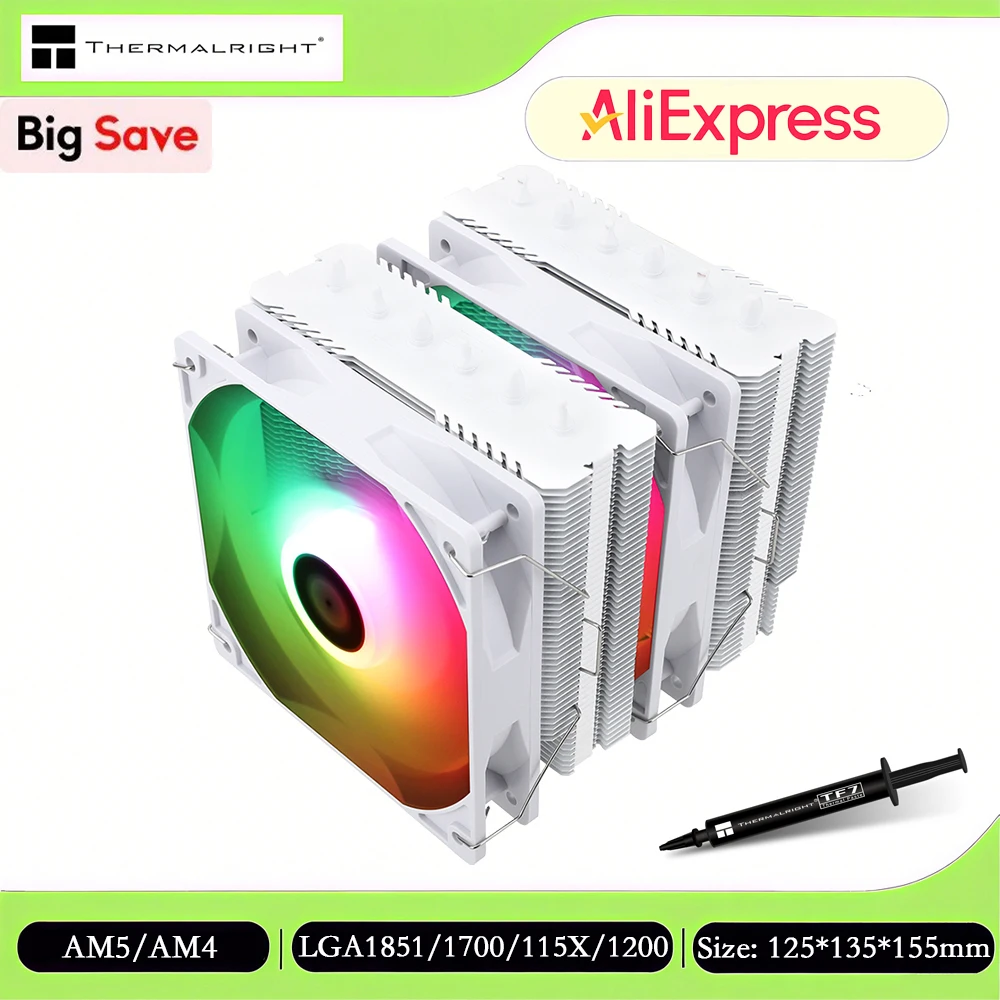 

Thermalright Peerless Assassin 120 SE ARGB воздушный процессор, двойной башенный кулер, бесшумная/6 тепловая трубка для LGA1851/1700/AM5/AM4