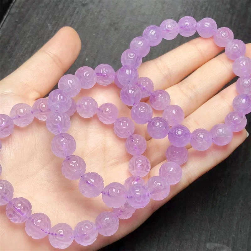 Natural Lavender Amethyst Mosaic Bead Bracelet Healing Handmade Women Jewelry Stretch Bangle Children Birthday Gift 1pcs