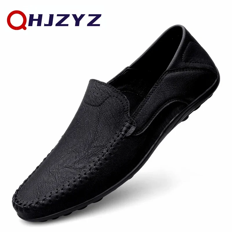 

Genuine Leather Men Shoes Casual Formal Mens Loafers Moccasins Luxury Brand Italian Breathable Slip on Male Boat Shoe Size 46 47