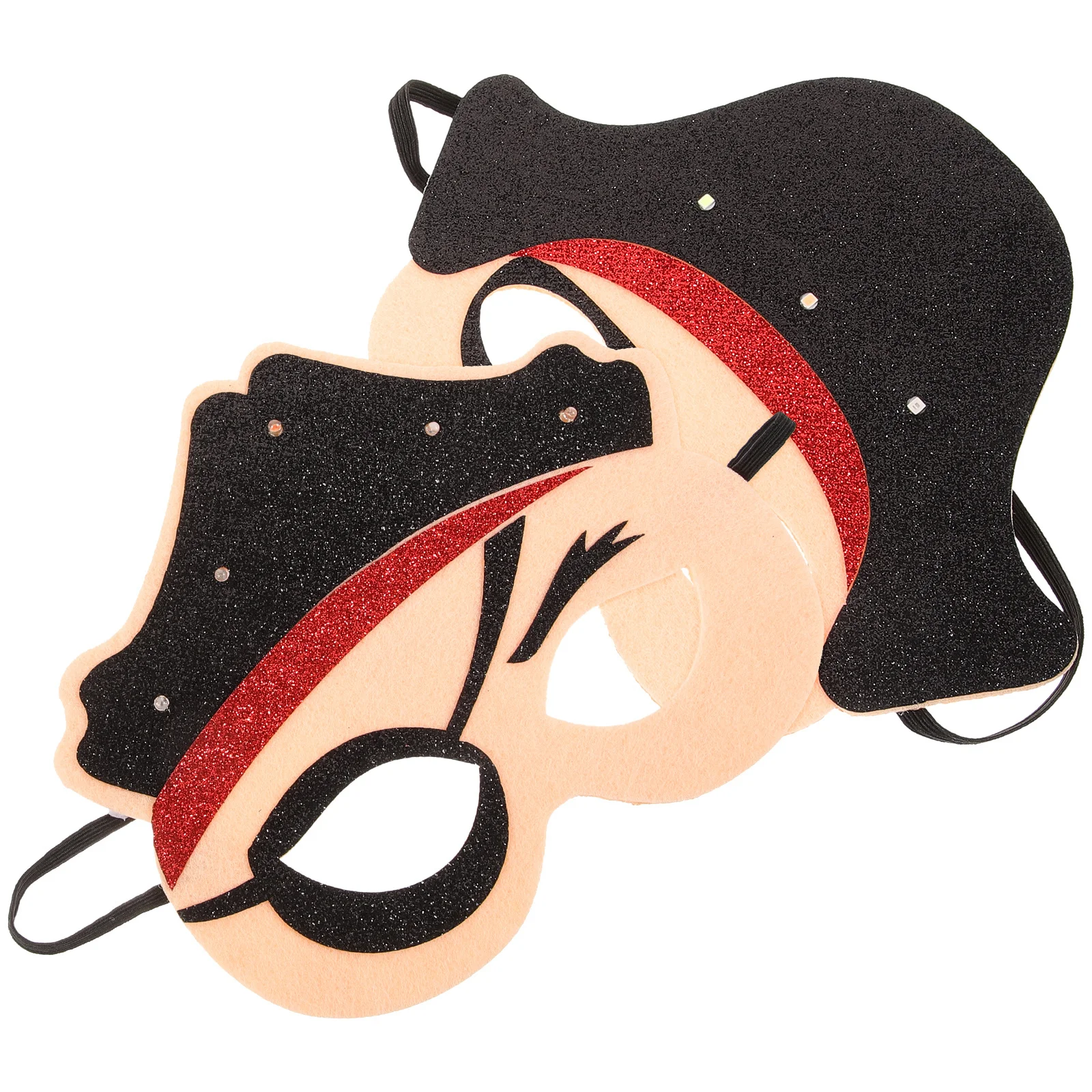 2Pcs Pirate Light Up Mask Half Face Felt Masquerade Mask Birthday Party Supplies Cosplay Props Photo Booth Props