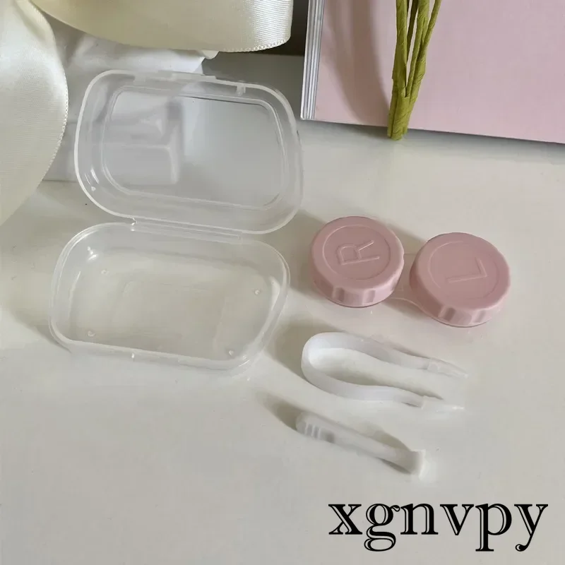 Xgnvpy-Lentes de contato transparentes para mulheres, pinças, lentes portáteis, rosa, suporte elegante, óculos Acessórios Kit