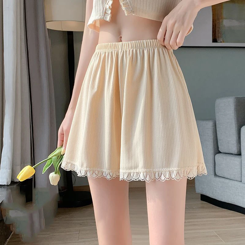 Calças de segurança soltas finas para mulheres, calças de segurança, calças de renda confortáveis para mulheres