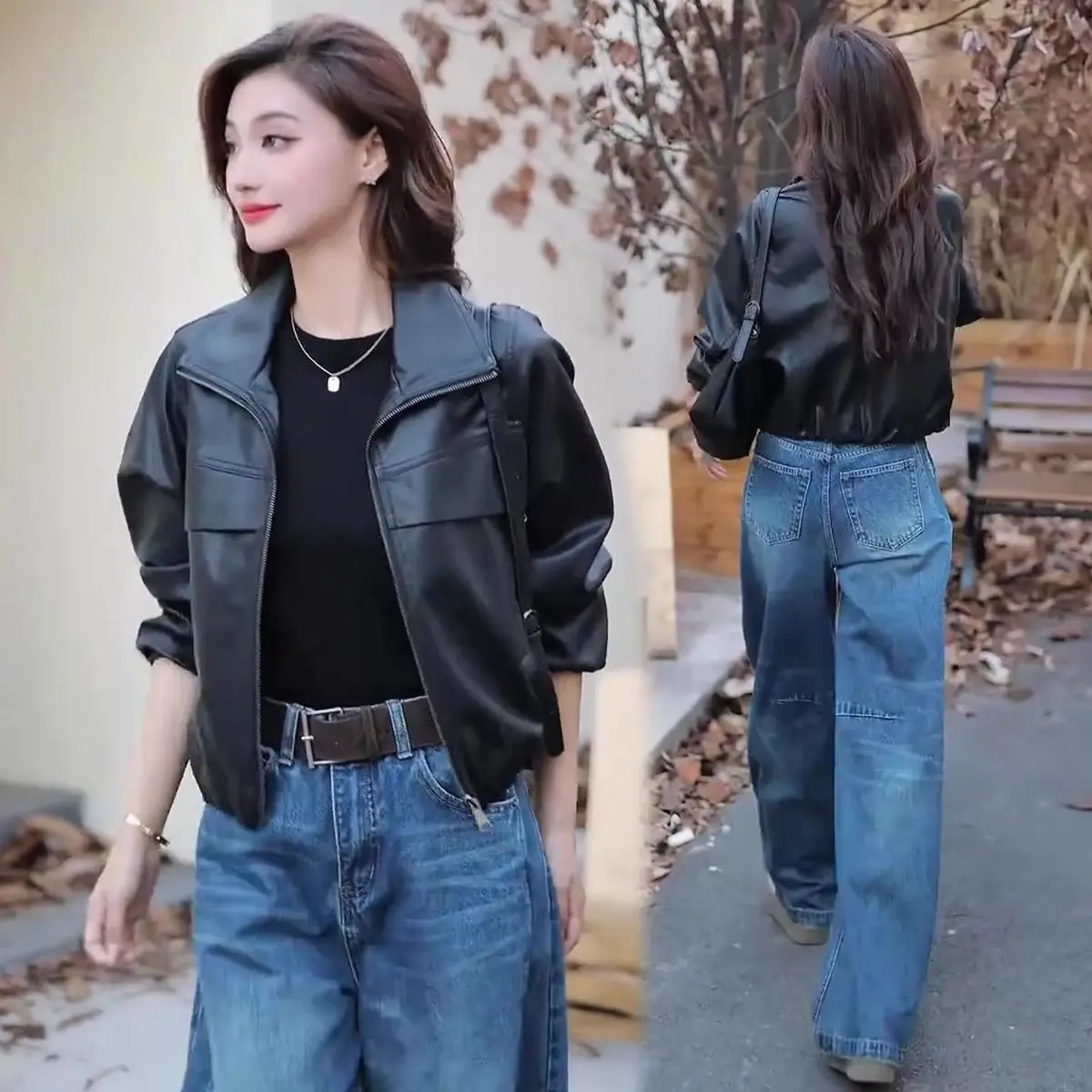 

Женские кожаные куртки для мотоциклистов 2026: Новая коллекция весна-осень, высококачественная кожаная куртка, модное короткое ретро-пальто, верхняя одежда