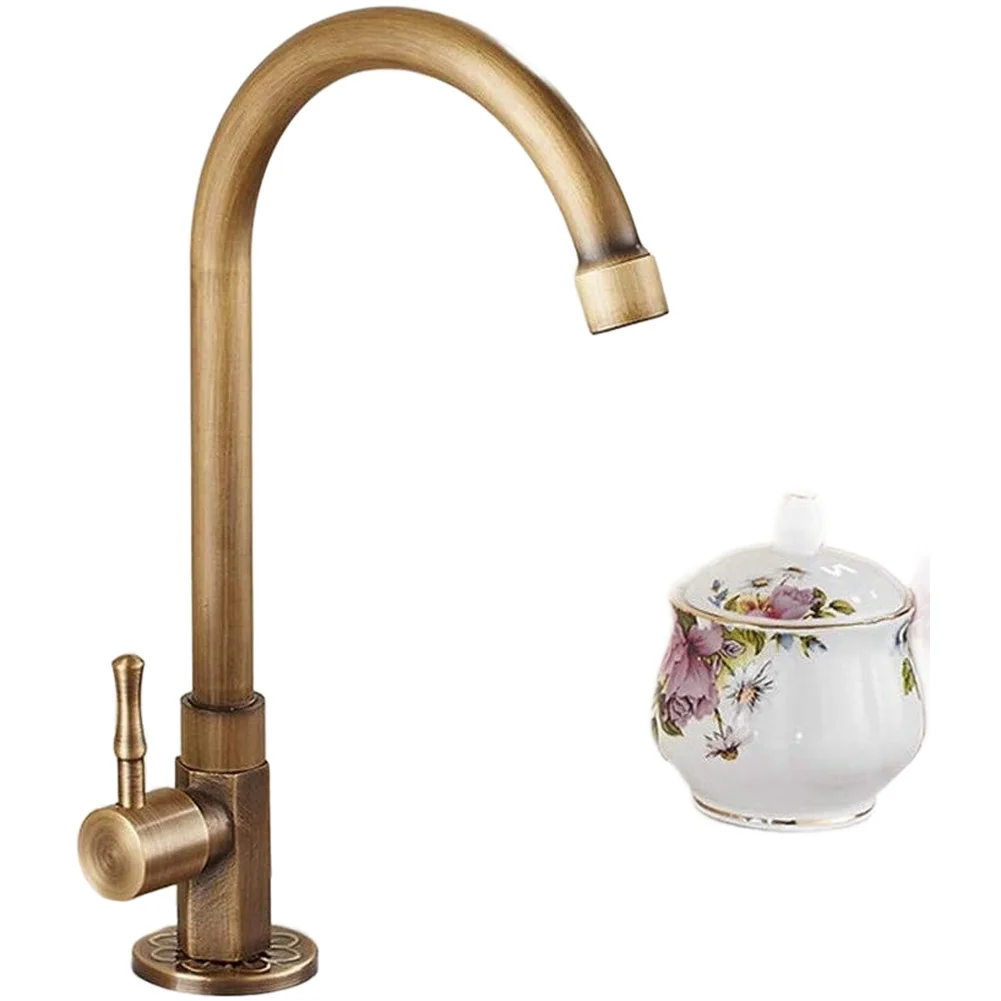 

Антикварный уличный кран для раковины, медный, вертикальная установка, вращение на 360 градусов, только холодная вода, латунь