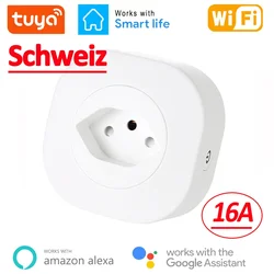 WiFi Smart Plug 16A Switzerland CH Plug Power Socket Outlet Tuya APP For Alexa Google Home Voice Control Power Monitor Timing