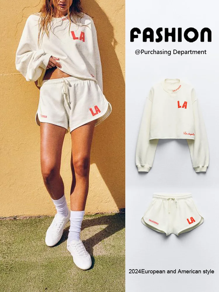 2024年夏新作 レディース ベルベット スウェットシャツ＆ショートパンツセット おしゃれな綿入りジャケット＆パンツ 8歳から25歳向け