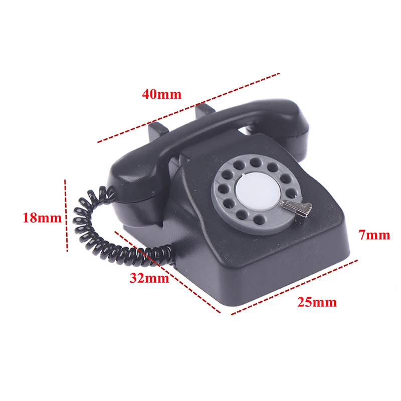 1: 12 Dollhouse Simulated Mini Retro Telephones Furniture Accessories for Doll House Decor Kids Pretend Play Toys