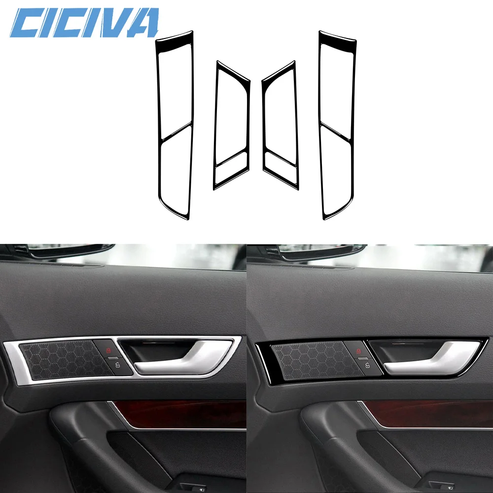 

For Audi A6 S6 C6 2005-2011 Piano Black Door switch puller audio Panel Decoration Cover Car inside Trim Accessories Sticker