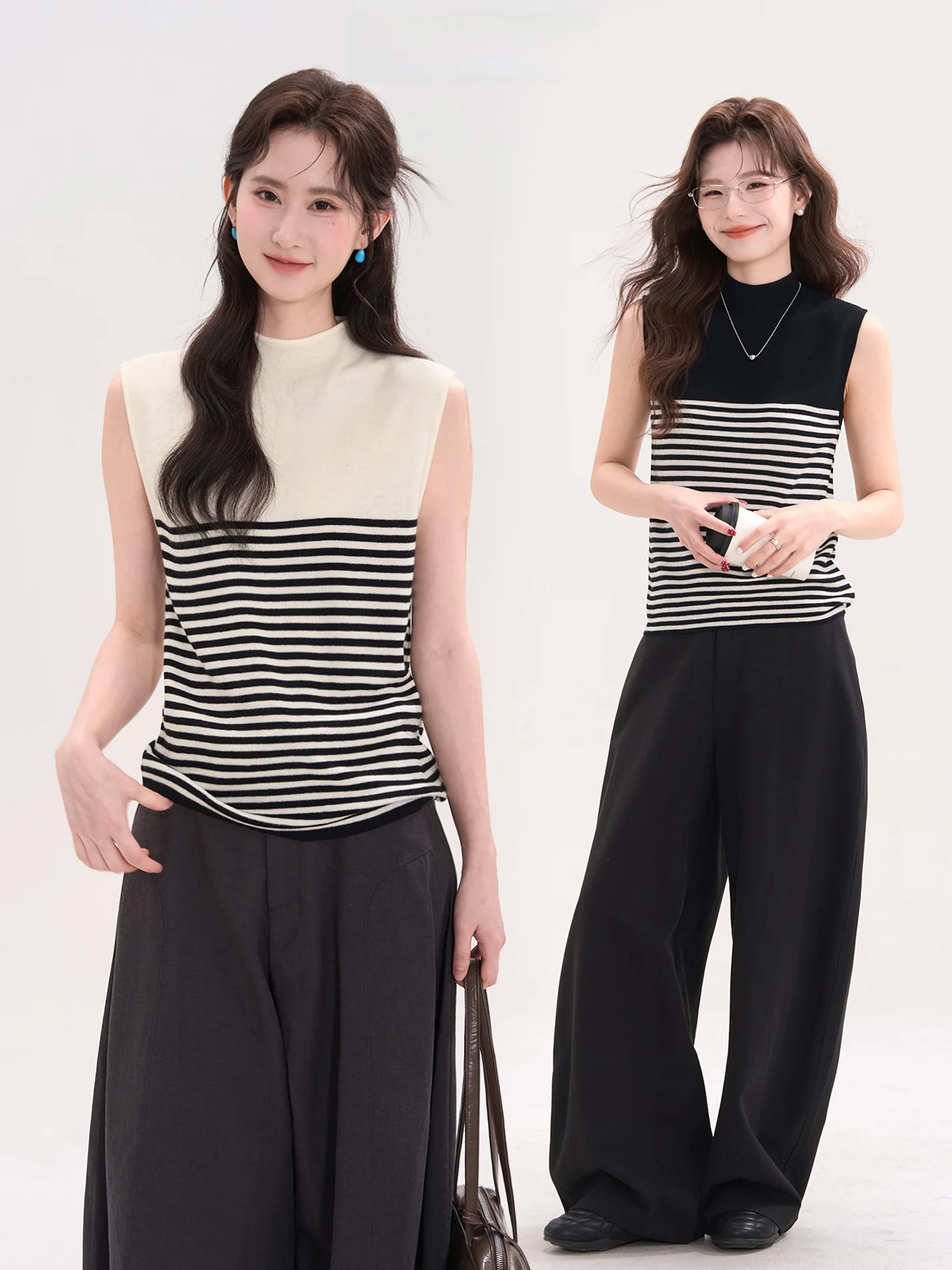 

Вязаный шерстяной жилет Heme 6: повседневный стиль, без рукавов, с высоким воротником, приталенный крой, весна-лето, женская мода, мягкий полиэстер