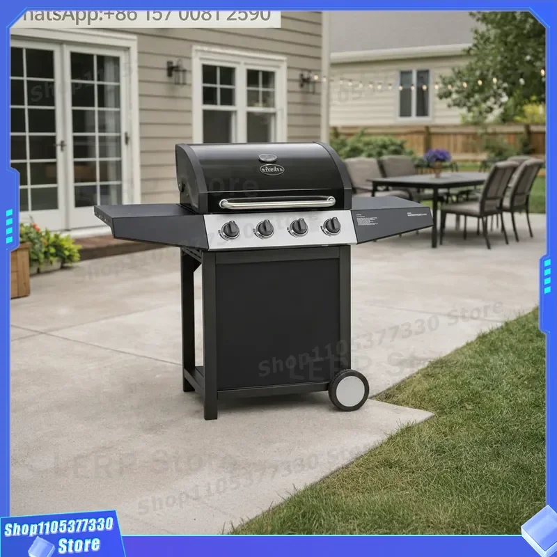 Multi-function Barbeque Grill Fordable Camping Stove with Wheel for Picnic Rotisserie