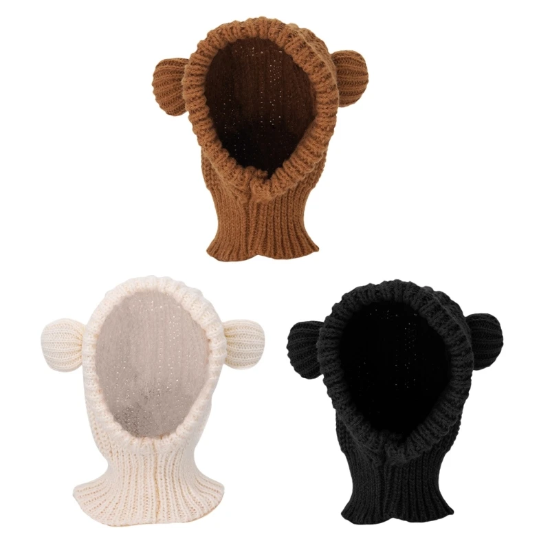 MXMB Soft Winter Caps Bear Ear Scarf Hat Unisex Fashion Skull Hat Eye Catching