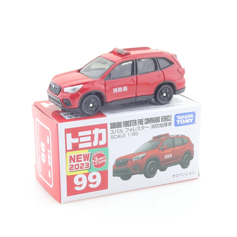 Takara Tomy Tomica No.99 Subaru Forester Fire Command Vehicle Cars 1/65 Kinderen Speelgoed Motorvoertuig Diecast Metal Model Verzamelen