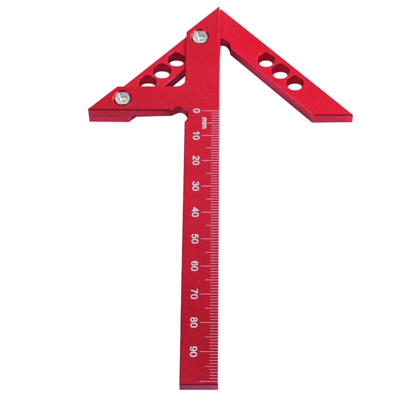 1 PCS Center Finder Woodworking Square Red Aluminum Alloy 45/90 Degree Right Angle Line Gauge Center Scribe Carpenter Ruler