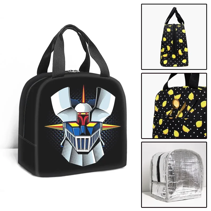 Fashion Youthful Anime Mazinger Z 3D Print Insulated Portable Handbags Ice Bags Lunchbox Thermal insulation Food Lunch Bag