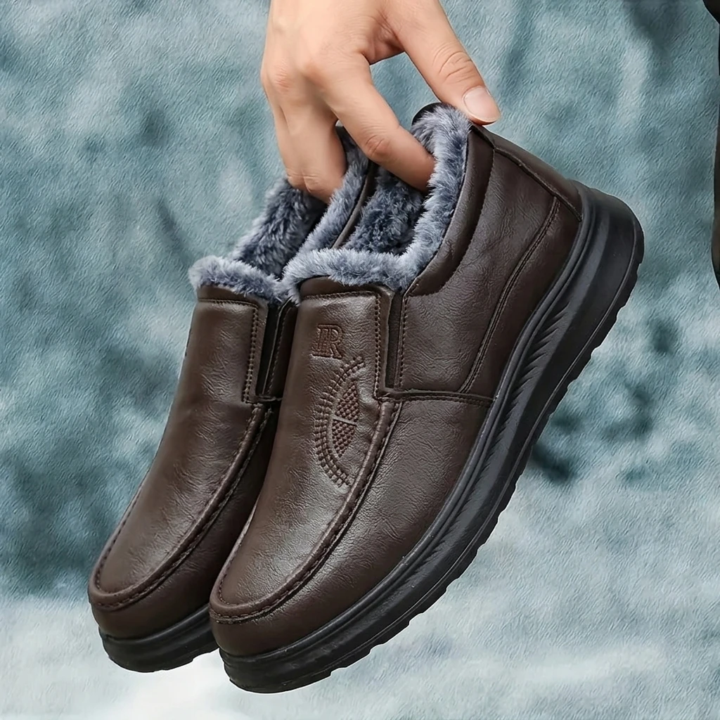Botas de Nieve para Hombre, de Horma Ancha, Forradas de Forro Polar, Ligeras, Cómodas, Cálidas, Casuales, Versátiles, Antideslizantes, de Algodón