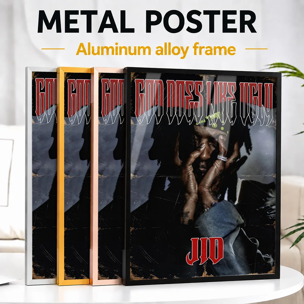 JID God Does Like Ugly Album Metal Poster With Aluminum Alloy Frame Personalized Recording Tribute Wall Art Ideal For Music Room