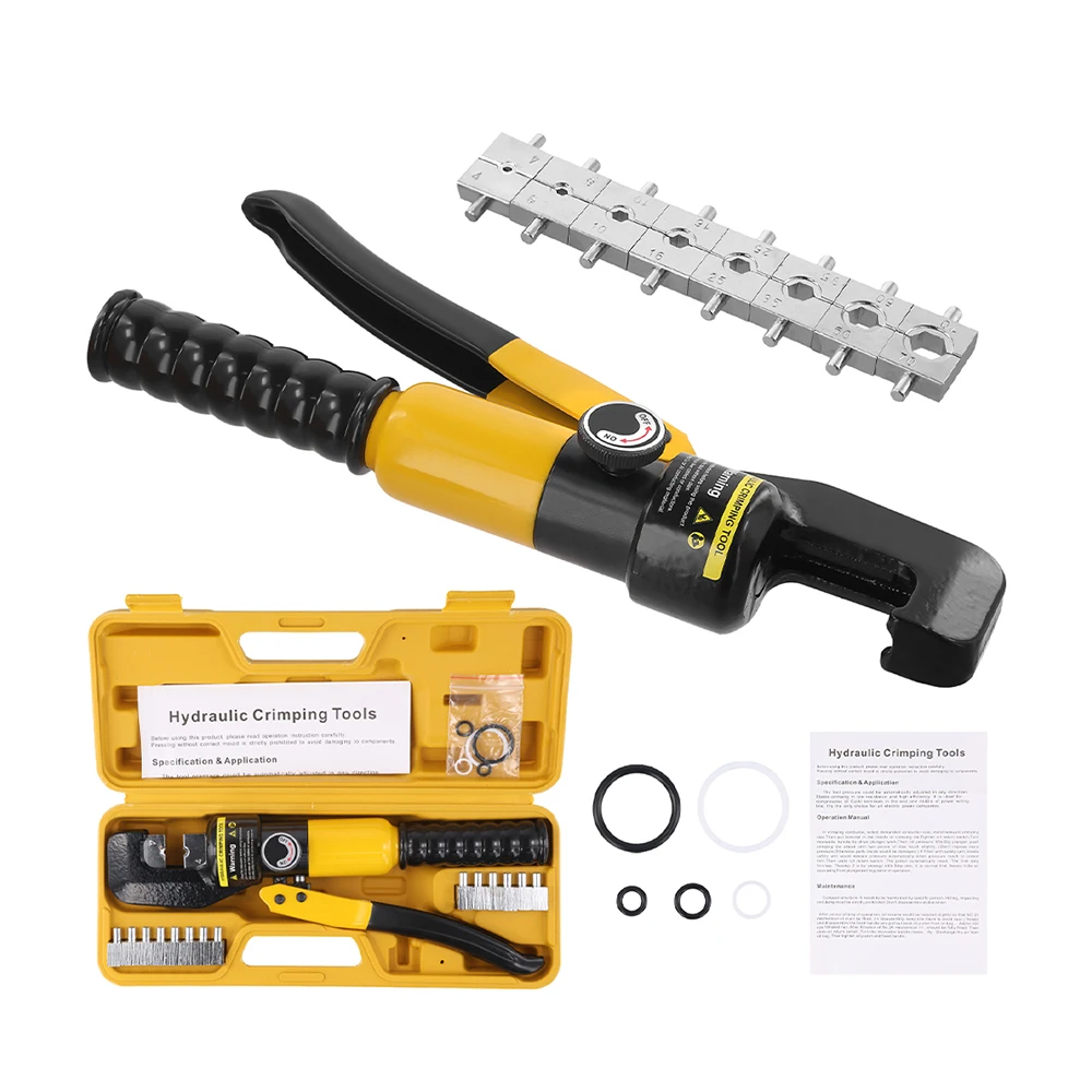 Podofo 10T Hydraulische Kabeloogklemmenpers 12 tot 2/0 AWG Hydraulische Handpers voor Elektrische Kabels