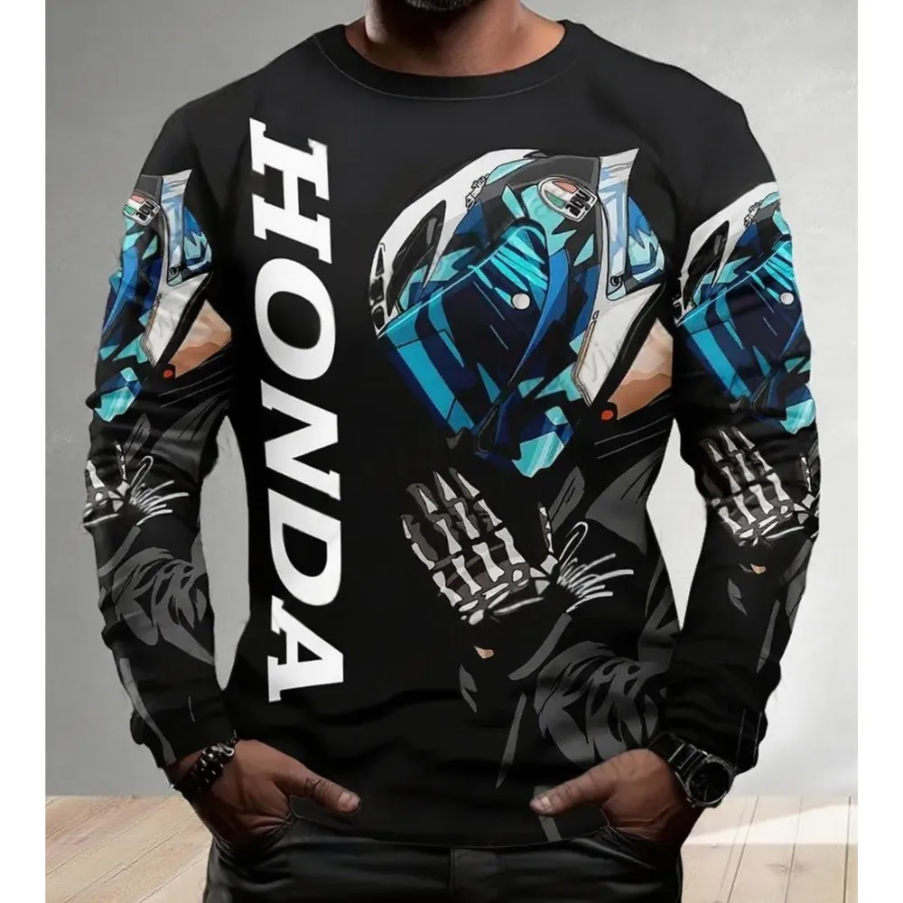 

Skeleton Hand Motociclista Biker Deportiva Honda Быстросохнущая футболка с длинными рукавами Honda для верховой езды Топы для мужчин и женщин