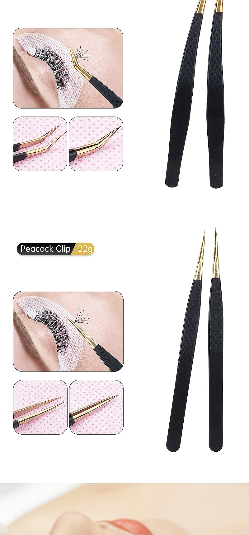 Wimpernpinzette, schwarzer Edelstahl, superharte Präzision, antistatische Pinzette, Pfropfen von Wimpern, Verlängerungszubehör, Make-up-Werkzeuge – Detail 7