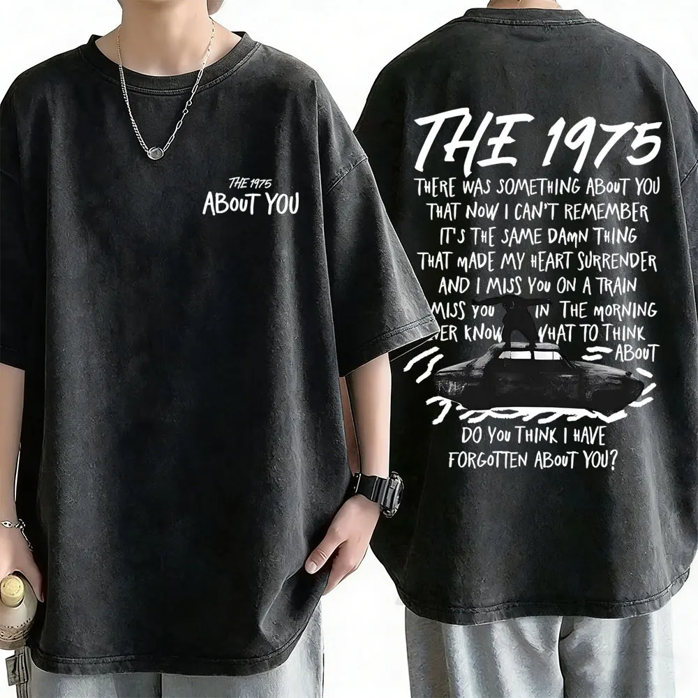 

Washed Vintage The 1975 about You Graphic T-shirt Being Funny in A Foreign Language T-shirts Men Retro Alternative Rock T Shirts