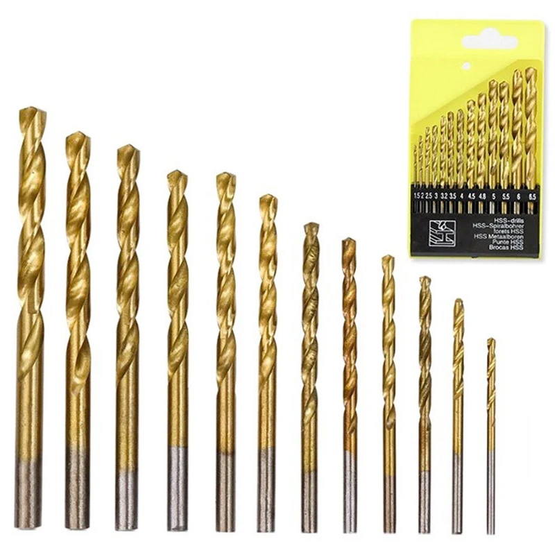 13Pcs High-speed Steel Twist Drill Bits Set Metric Drill Bits Kit For Glass Metal Tile Concrete Electric Tool Accessories