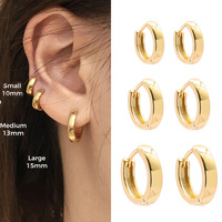 10/13/15mm Minimalist Small Gold Color Huggies Hoop Earrings for Women Round Circle Tiny Ear Buckle Cartilage Punk Jewelry