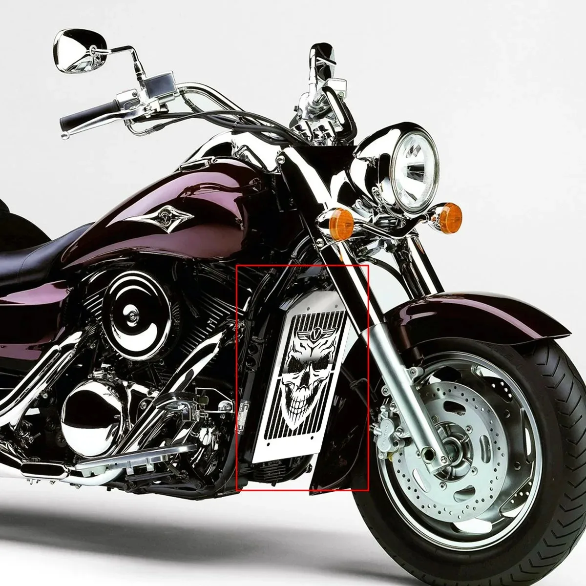 For KAWASAKI VN 2000 VULCAN VN2000 All Models Radiator Cover Grill Guard Protector Motorcycle Parts SKULL Stainless Steel