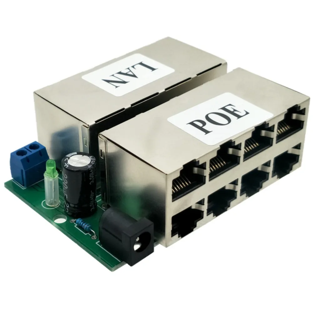 Snelle Snelheid 8 Poort Poe Injector Splitter DC12-48V Macht Over Ethernet Injector Adapter Voeding Module Poe Synthetiseren