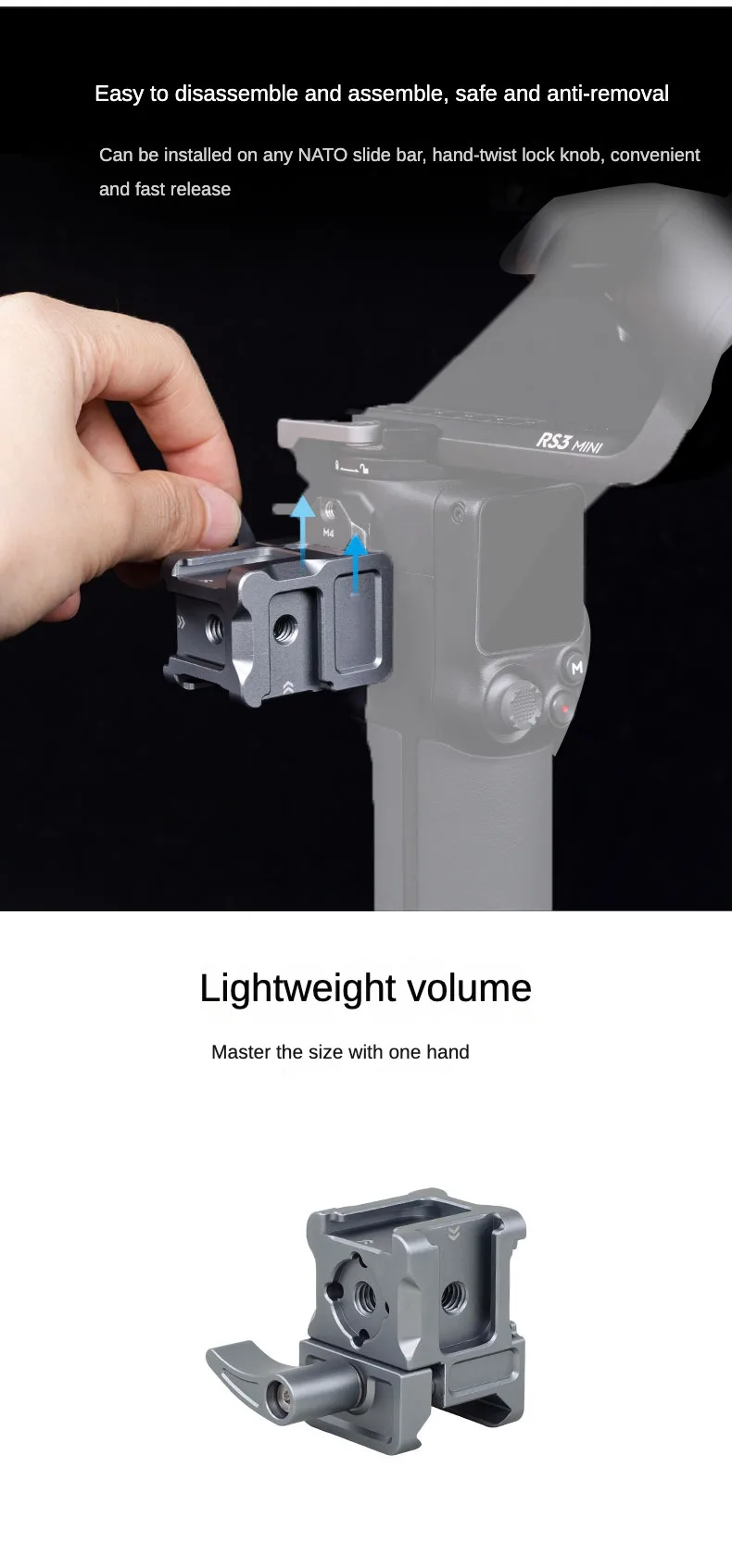 Schnell spanner Nato Rail Clamp Kalt schuh halterung 1/4 Gewinde Monitor halterung für Magic Arm SLR Kamera Käfig Stabilisator Zubehör – Detail 7