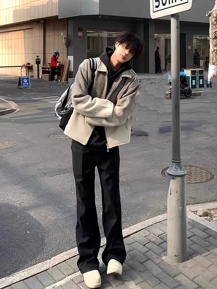 

American Sle Cleanfit Bla Men's Slim Straight Leg Pants Casual Trousers High Waist Micro Flared Long Pants for Teens