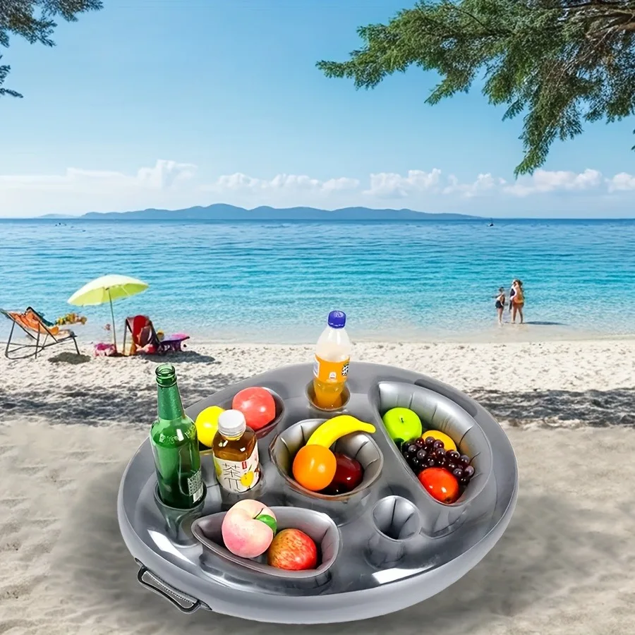 

Inflatable Floating Drink Holder,with Beverage Rack,Porous Cup Mat,Floating Snack Tray and Pool Party Features
