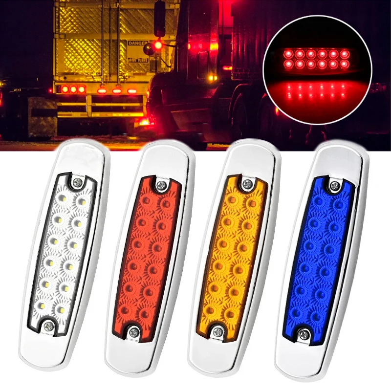 

1Pcs 12 LED Car Trucks LED Side Marker Lights Warning Light Brake Tail Light Trailer Waterproof Side Signal Lamp Car Accessories