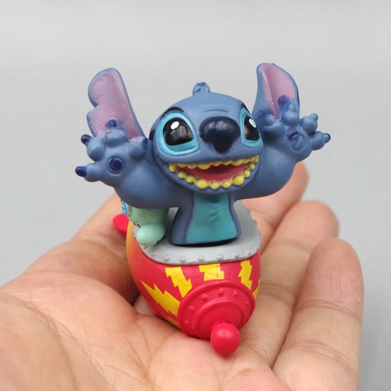 Kawaii Spaceship Stitch Dolls Hamburger Three-eyed Boy Action Figures Lilo & Stitch Hot Toys DIY Fridge Magnet Materials Kid Toy