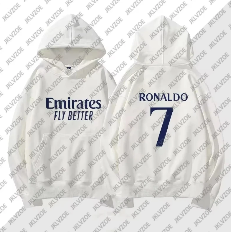 Ronaldo Number 7 Print Fashion Sweatshirts Autumn Winter Comfortable Pullover Boys Girl Comfortable Hooded Unisex Hoodies