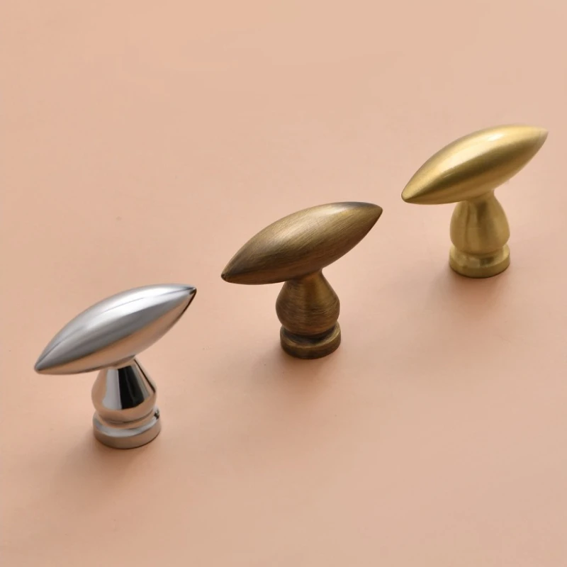 

European Olive Shape Knobs for Furniture Vintage Solid Brass Kitchen Cabinet Knobs and Handles Closet Door Dresser Drawer Knobs