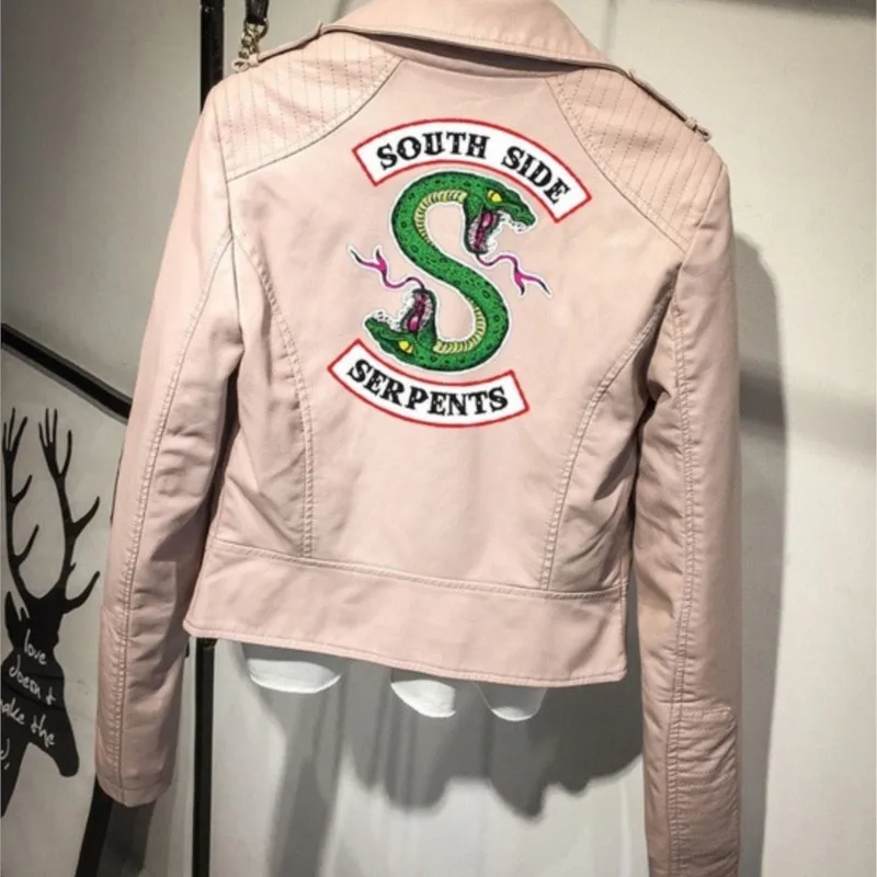 South Side Southside Serpents Riverdale PU Leather Hooded Red Black Moto Jacket Jackets Women Streetwear Snake Coat Motorcycle