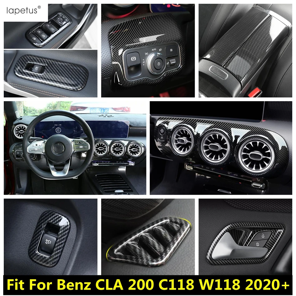 

Carbon Fiber Accessories For Mercedes-Benz CLA 200 C118 W118 2020 - 2024 Air AC Vent Rear Trunk Window Lift Button Cover Trim