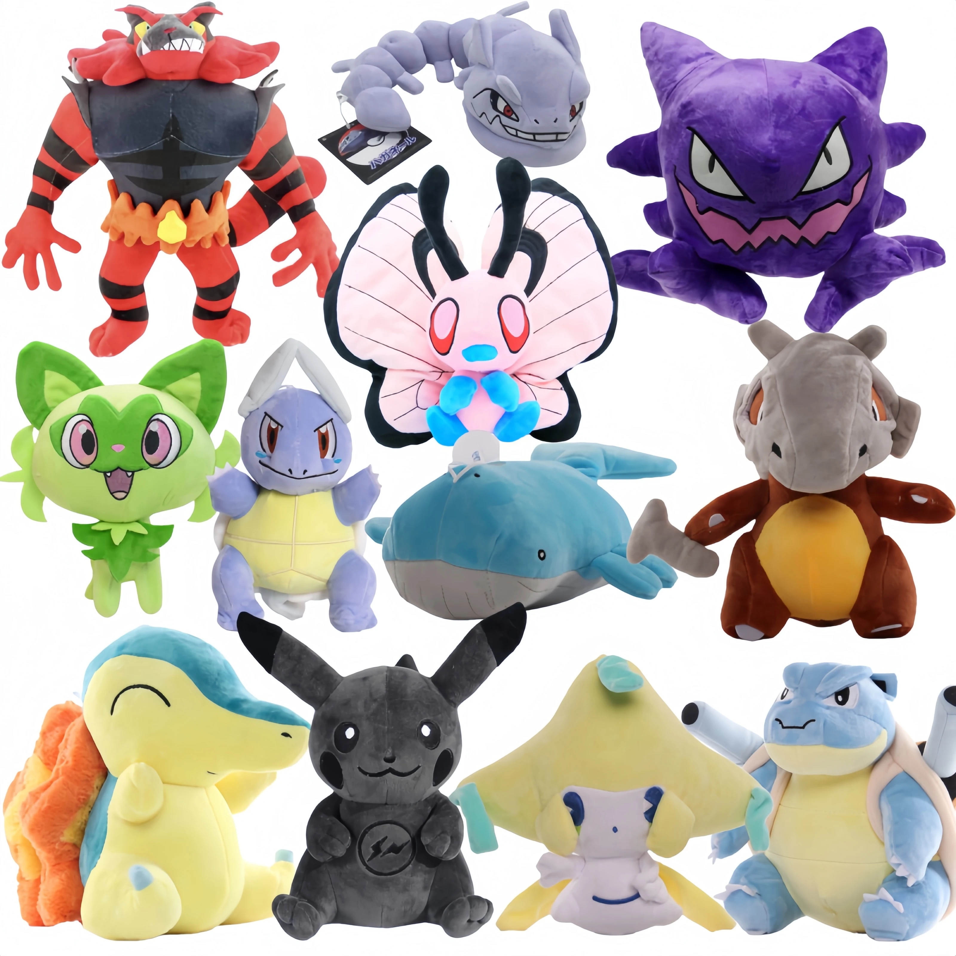Mais novo pokemon steelix blastoise pelúcia piakchu gangar butterfree boneca de pelúcia kawaii incineroar haunter wartortle sprigatito brinquedo