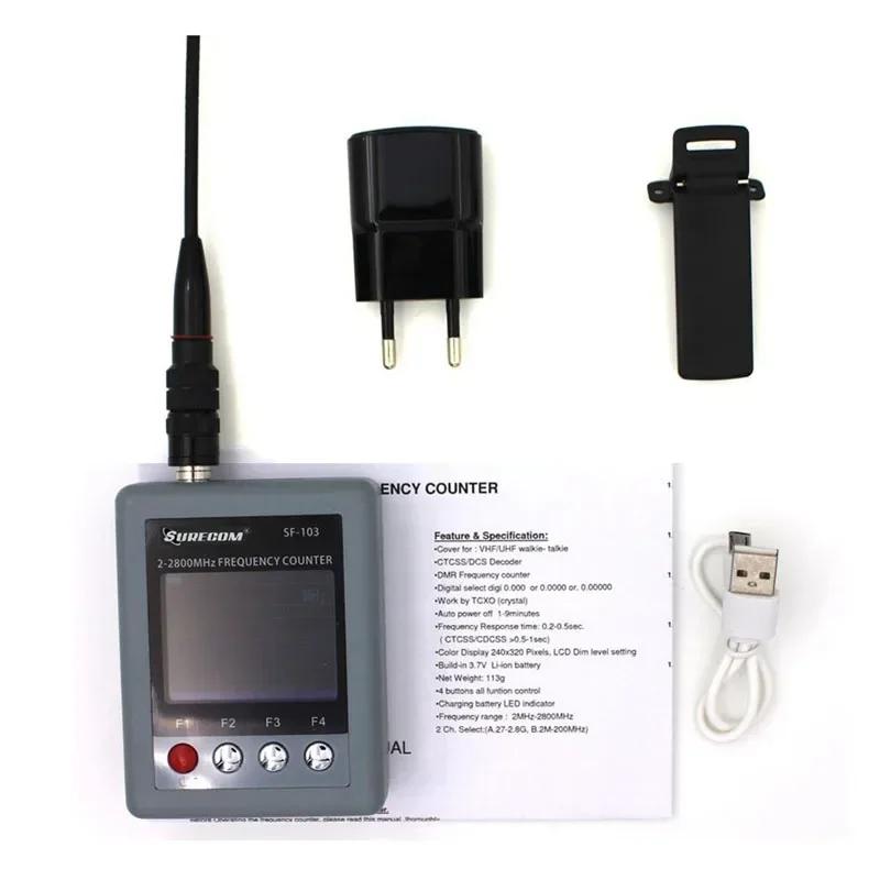 

SURECOM SF-103 DMR Digital Signal Testable SF103 2MHz-200MHz/27MHz -2800MHz Portable Frequency Counter CTCCSS/DCS Meter Testable