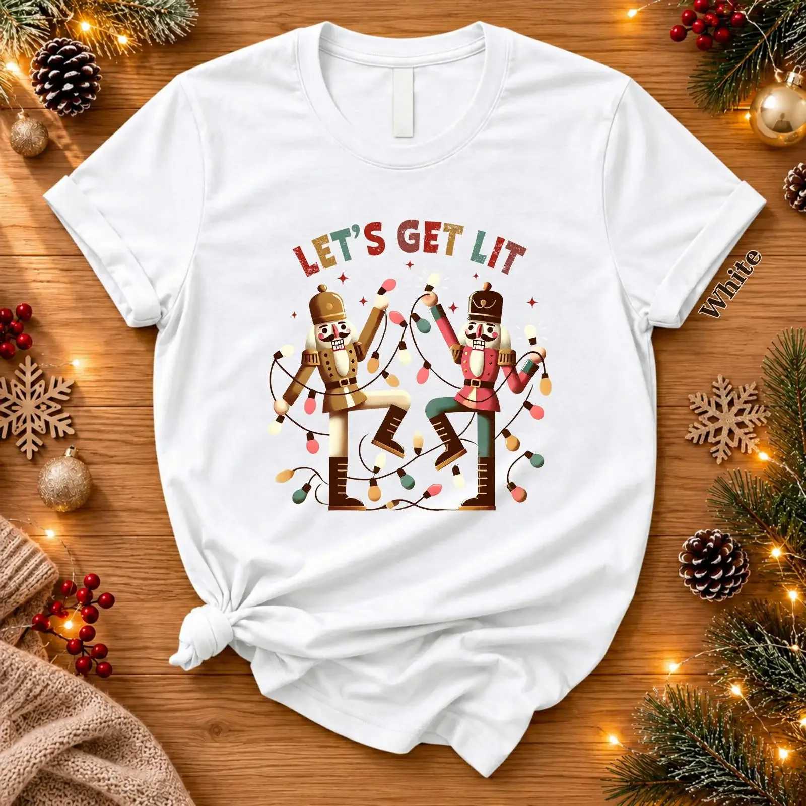 Let s Get It T Shirt Christmas Nutcracker vintage Washed Top For Everyday Wear Casual graphic Unisex Breathable Soft Stylish