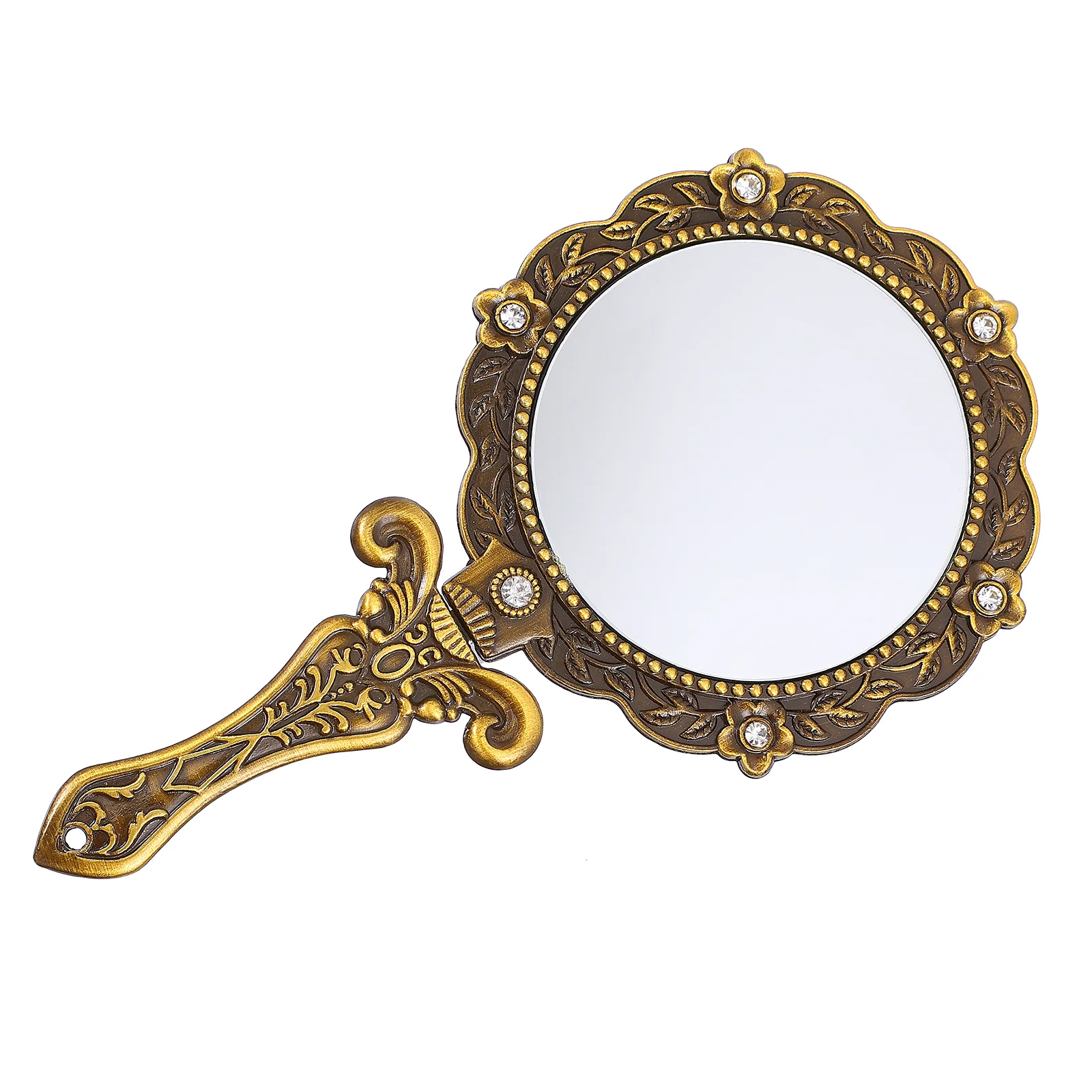 

Handheld Mirror Retro Decor Girlfriend Gift Folding Makeup Rhinestone Portable Vintage Zinc Alloy Miss