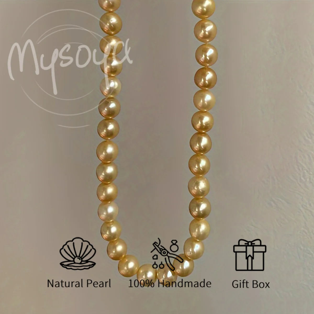 

MYSOYA 7-8/8-9 мм жемчужное ожерелье Южного моря, натуральный жемчуг с подарочной коробкой, идеальный подарок на свадьбу, день рождения, Рождество, Новый год