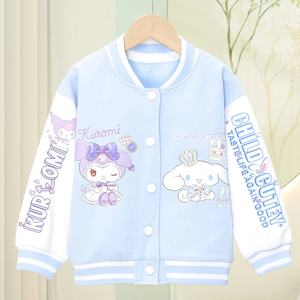 Cinnamoroll Girl Jk Uniform Set Sanrios Anime Spring Autumn Cotton Coat Shirt Pleated Skirt Korean Fashion Kawaii Kids Jackets