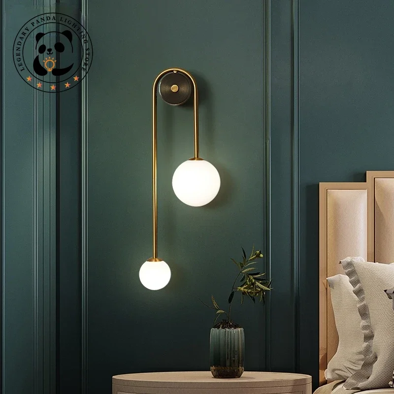 

Modern Round Wall Lamp LED Metallic Luster Glass Ball Decor Light Fixture Bedside Study Luminaire Dining Mounted Bedroom Sconces