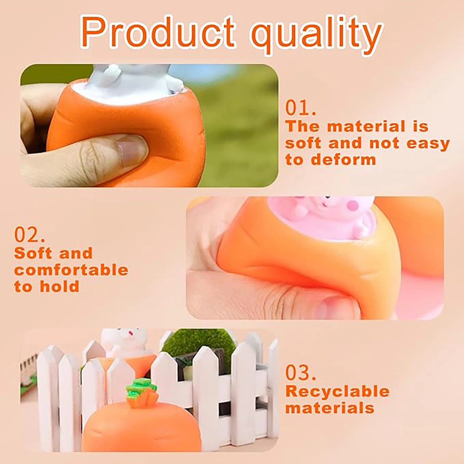 Cute bunny pinch music, decompression pocket stress relief toy, venting squeeze cup toy