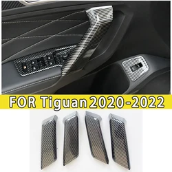 Car Styling For VW Tiguan MK2 2021-2022 ABS Plastic Like Carbon Fiber Interior Mouldings High Gloss Black Plating Accessories